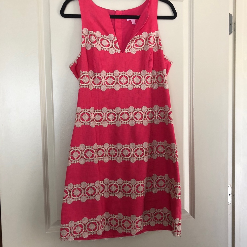 Lily Pullitzer Pink and Gold Sleeveless Dress